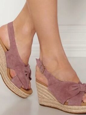 Skechers Mauve Suede Knot Espadrille Wedge Slingbacks